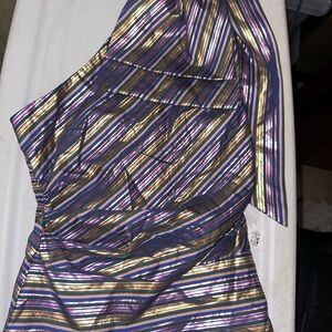 Zara Multicolor Striped One-Shoulder Top